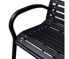 Dioche Panchina da giardino a 3 posti con schienale, 125 cm, in metallo, per esterni e terrazze, colore: nero