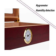 YYYUR 30 Cigar Box di stoccaggio, Europeo Vetro Retro Copertina Legno di Cedro Cigar Humidor, Portatile Viaggio Viaggio di Lavoro con termometro Cigar Box,Rosso