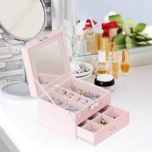Maverton scatola portagioie con stampa - con specchio - cofanetto portagioielli personalizzabile - in similpelle - rosa - 16x16x11cm - idea regalo ragazza - principessa