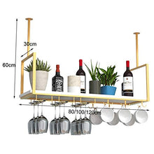 Portabottiglie da Soffitto, Portabottiglie da Appendere, Mensola a Soffitto in Ferro Monostrato in Legno Massello, Per Bar/Ristoranti/Cucine Portaoggetti E Ripiani (Dimensioni: 120 * 30 * 60 Cm)