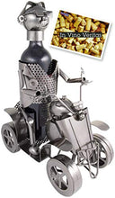 Brubaker - Portabottiglie da Vino, Modello Quad con Pilota, Oggetto Decorativo in Metallo Argentato, Supporto per Bottiglie con Biglietto d'auguri per Regalo