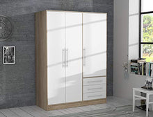 Meubletmoi Faro - Armadio guardaroba bianco e effetto rovere chiaro, 3 ante