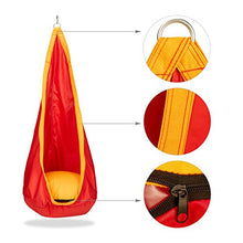 relaxdays Altalena a Sacco per Bambini, Tessuto Resistente, da Interno ed Esterno, 140x55 cm, 70 kg, Arancione/Rosso