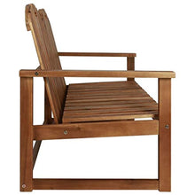 MK Palace - Panca da giardino a due posti, in legno di acacia massiccio scuro, resistente con design a olio fine
