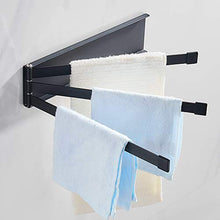 LIskybird Portasciugamani Senza Fori, Autoadesivo Portasciugamani da Cucina 24Cm, 3 Bracci, Portasciugamani da Bagno, da Cucina, Girevole A 180°, Porta Asciugamani da Bagno, Regalo: 5 Ganci,Nero