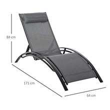 Outsunny Sdraio da Giardino Reclinabile su 5 Livelli con Cuscino Rimovibile, Alluminio e Textilene, 46x171x82cm Grigio