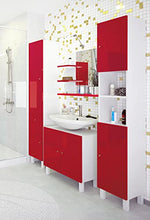 Berlioz Creazioni Mobile con specchio, MDF, Rosso, 60 x 60 cm