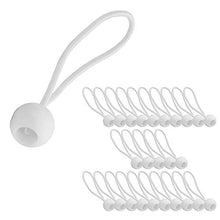 ECENCE 25x Gommini di tensionamento, Set di Corde Elastiche per Fissaggio per teloni, Anelli espansori con Gancio a Sfera di plastica, Corde Elastiche espansori per teloni, Bianco