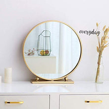 LULUTING Specchio Trucco Specchio for Il Trucco, in Ferro battuto Oro Rotondo Specchio Decorativo, Desktop Mirror Principessa, Studio scrivania Specchio, Appeso a Parete a Specchio.