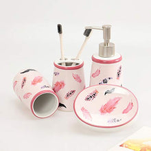 WYPDM Lavaggio Ceramica 4 Pezzi Set Nordic Flamingo Stampa Bagno Set Accessori Bagno