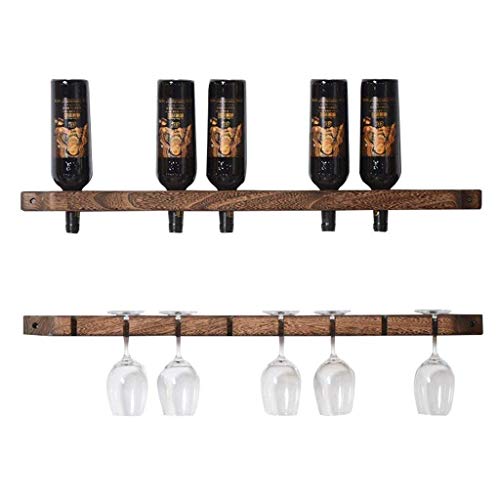 CCLLA Portabottiglie da Parete Portabottiglie da Vino Vintage in Legno da Parete Supporto da Appendere in Vetro per Vino