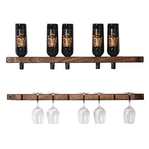 CCLLA Portabottiglie da Parete Portabottiglie da Vino Vintage in Legno da Parete Supporto da Appendere in Vetro per Vino