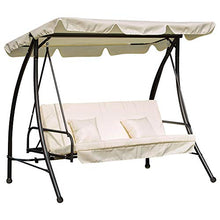 miozzi Dondolo da Giardino 3 Posti con Tettuccio Crema 200x125x170 cm