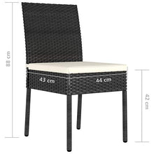 Tidyard Set di 2 Sedie da Pranzo per Giardino in Polyrattan e Sruttura in Acciaio,Poltrona da Esterno in Rattan con Cuscini,Sedie da Balcone, Nero