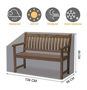 UNKB 3 Posti Coperture per Panche Copertura, Impermeabile Resistente ai Raggi UV++Poliestere Oxford di qualità, Antivento Copertura per Panca134*66 * 89cm-210D