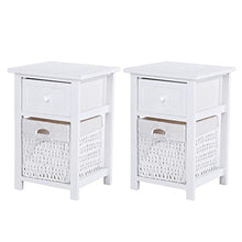 Accanto al Tavolo 2pcs / Set Semplice Comodino in Legno Comodino Night Stand con Cassetto E Cestino di Stoccaggio