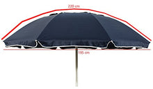 Ombrellone Alluminio 220 Camino Antivento Stecche FIberglass Spiaggia Mare Lido Blu