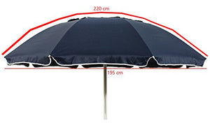 Ombrellone Alluminio 220 Camino Antivento Stecche FIberglass Spiaggia Mare Lido Blu