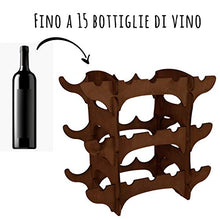 Cemab Montecarlo scaffale Portabottiglie in Legno per 15 Bottiglie di Vino, mobiletto modulabile salvaspazio Colore Noce 60x50x28 cm