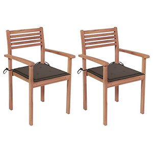 vidaXL Sedie da Giardino 2 pz e Cuscini Grigio Talpa Massello di Teak