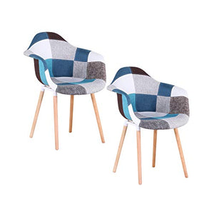 Uderkiny Set di 2 sedie Sedia Patchwork con braccioli, Applica alla Cucina Soggiorno alla Sala da Pranzo, ECC (Blu)