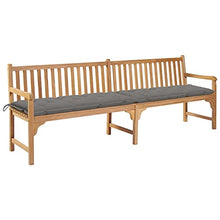 vidaXL Panca da Giardino con Cuscino Grigio 240 cm in Massello di Teak