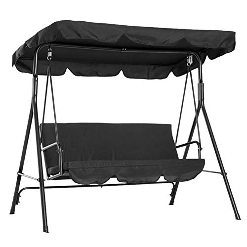 zcyg Copertura di Ricambio Dondolo da Giardino Copertura Battente, Doppia Giardino Outdoor Giardino Impermeabile Swing Sunshade del Parasole Canopy Panno di Ombra 142x120x18cm Nero