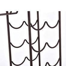 LDM Portabottiglie per Vino, 8 Bottiglie di portabottiglie in Legno + Ferro battuto Stand-Alone espositore da banco, scaffale Creativo per la Decorazione dell'Armadio per la casa