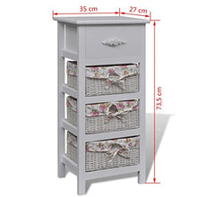 Lingjiushopping Armadietto Bianco con 1 Cassetto e 3 Cesti di Legno Materiale: Legno solido + MDF Armadietti e stipi