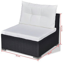 Tidyard Set Divani da Giardino 10 pz con Cuscini in Polyrattan Nero, Set Divani da Giardino, Set Divani da Giardino da Esterno 70 x 70 x 52,5 cm