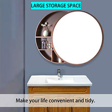 BIGYOUZI Armadio a specchio rotondo in legno, cosmetici con armadietto a specchio 2 in 1, moda e semplicità, stile unico (colore noce, 70CM)
