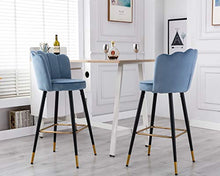 CIMOO CIMOTA Sgabello da bar in velluto moderno cucina sgabelli con schienale 30 78,7 cm Tufted Bar Altezza Sedia da pranzo per Home Bar, Haze Blue, 1PC