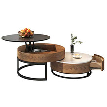 RJMOLU Tavolino Rotondo Tabella di stoccaggio Tavolino da caffè in Legno a Sollevamento alzati con cassetti girevoli Set di Salotto da tavolino Multifunzionale,B