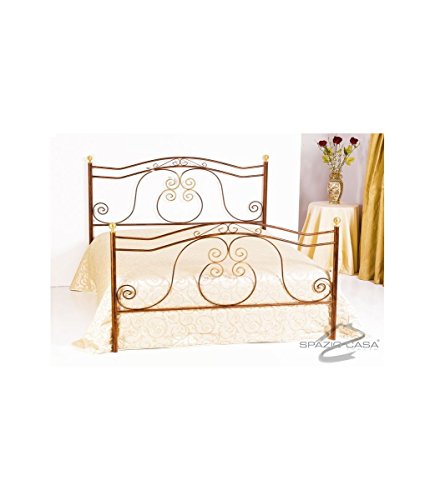 Spazio Casa Letto in Ferro Battuto Barocco - Oro, Una Piazza e Mezza (Rete 120x190)
