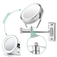 Himimi Illuminazione a LED per Specchio cosmetico e ingrandimento 1x / 7X, Specchio per Il Trucco da Parete, Girevole a 360 ° Pieghevole per Il Bagno per Il Trucco e la rasatura