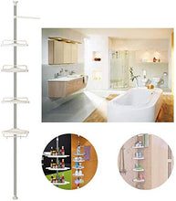 Lsmaa Bagno telescopico Regolabile a Livello con scaffale per Doccia con scaffale per Doccia Caddy Organizzatore in Acciaio Inox + PP