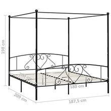 SKM Letto a Baldacchino Nero in Metallo 180x200 cm (29kg)