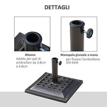 Outsunny Basamento per Ombrellone da Giardino in Resina e Acciaio in Stile Vintage, 44x44x32cm, Nero e Bronzo