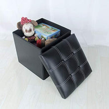 QFdd Poggiapiedi Letto Matrimoniale Cassapanche,Cubo Pouf Panca in Ecopelle,Tragbare Panca Pouf,Scatole Portagiochi per Bambini 38 * 38 * 38 Cm Nero