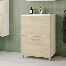 Randalsa Happy mobili 60 cm | Melaminico Effetto Rovere | | 61 x 91 x 46 cm | Mobile con 2 cassetti + lavabo in Ceramica