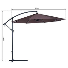 Outsunny Ombrellone da Giardino a Braccio Deluxe Inclinabile con Manovella, in Acciaio e Poliestere Φ3m, Marrone
