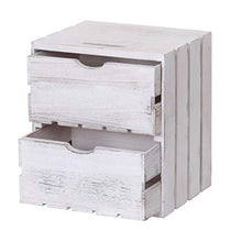 Mendler Comodino cassettiera HWC-C62 serie Vintage 2 cassetti - bianco