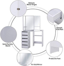 Armadietto di immagazzinaggio cosmetici cassetti specchio con tre camere da letto comò,White