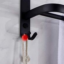 JRMM Porta Asciugamani Bagno da Parete con Mensola Portasciugamani Bagno da Muro Porta Salviette Doppio, Alluminio, Nero Opaco22.6 inch