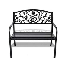 Panca da giardino per esterni, sedia da giardino con schienale con motivo poltrona da giardino a telaio metallico, per cortile e terrazzo, 127 x 60 x 85 cm, capacità di 2 persone.