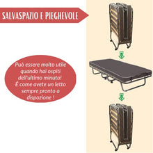 Tomaino - Brandina Pieghevole Con Materasso Ortopedico Letto Singolo Pieghevole, 80 x 190 Con Rotelle