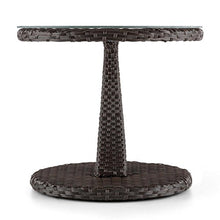 blumfeldt Tabula Tavolino da Giardino Terrazzio Appoggio Cocktail (50 CMm, Vetro, Copertura in Polyrattan, Alluminio, Resistente alle intemperie) Marrone