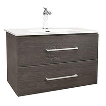 Shop Chic Mobile Bagno Harmaa Finitura Legno Grigio Scuro con Specchio Applique lavabo Rettangolare