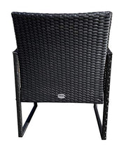 REDI GROUP Set da Giardino 2 Poltrone + Tavolino, Rattan Nero Intrecciato a Mano, Cuscini Ecrù, 3 Pz Mobili da Esterno per Balcone, Giardino, Bar, Ristorante