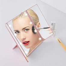 ZWH-Specchio per Il Trucco Trucco Specchi LED Desktop Tri-Fold Specchio di Bellezza Illuminato Luce Pieghevole Cosmetic Mirror for Powder Room E Bagno